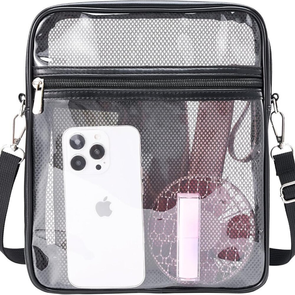 Clear Bag for Stadium Events 10 Inch Large Clear Purses Crossbody Bag for Women